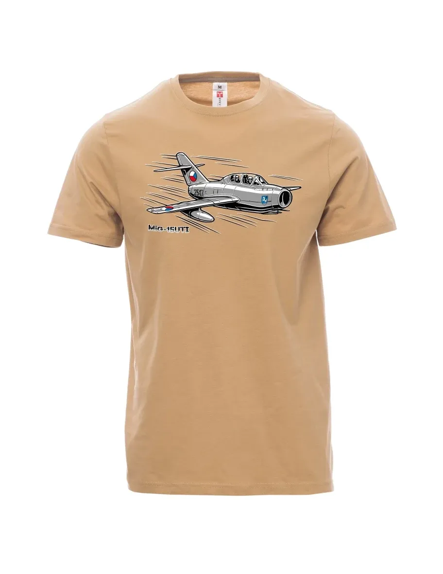 Hnědé pánské tričko Letadlo MiG-15UTI