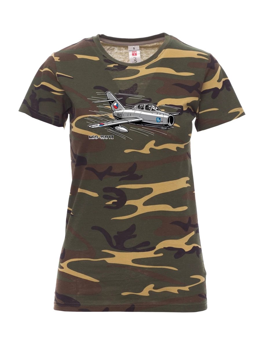 Maskáčové dámské tričko Letadlo MiG-15UTI