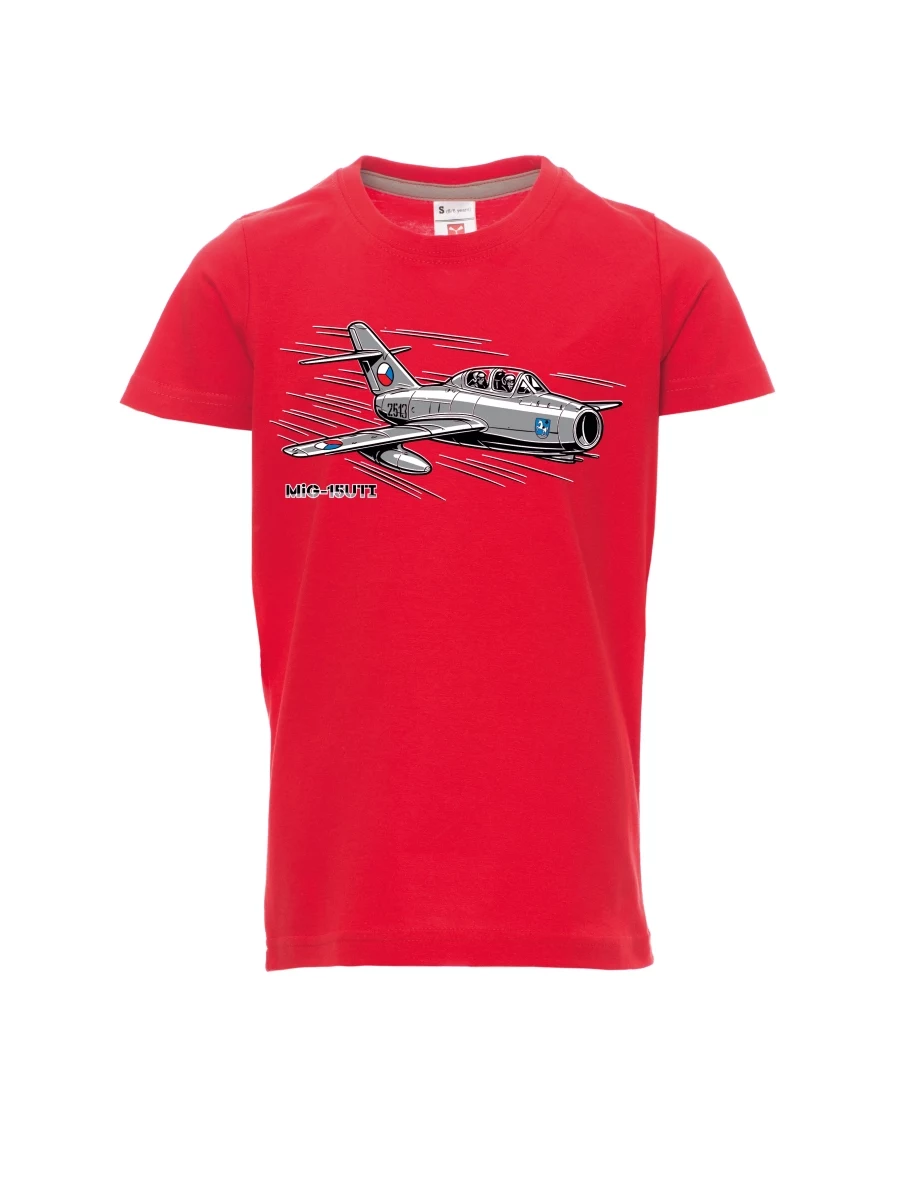 Červené dětské tričko Letadlo MiG-15UTI