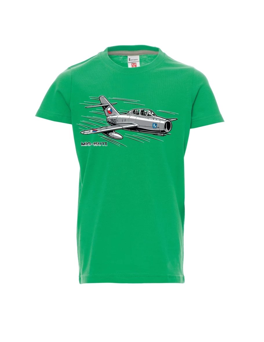 Zelené dětské tričko Letadlo MiG-15UTI