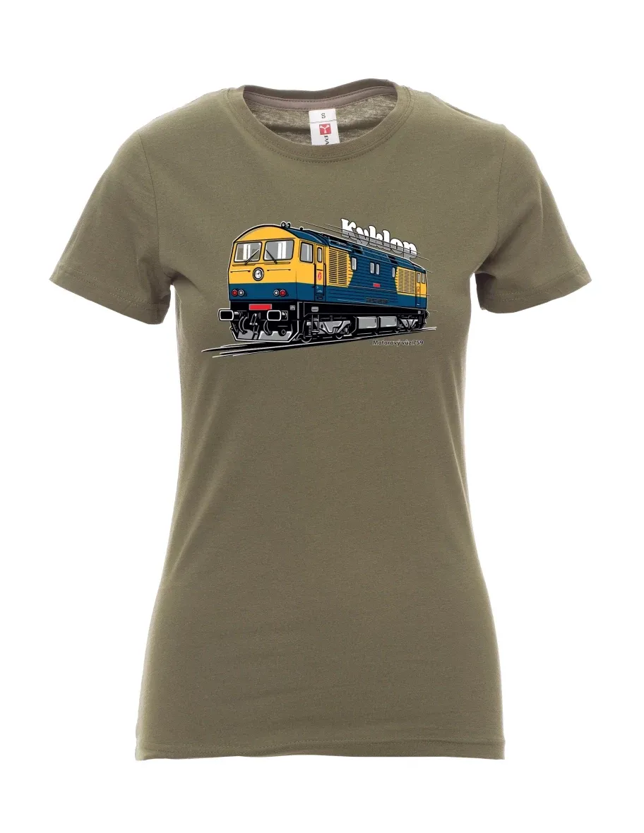 Khaki dámské tričko Motorový vůz 759 „Kyklop“