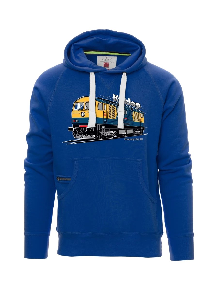 Modrá pánská mikina Motorový vůz 759 „Kyklop“