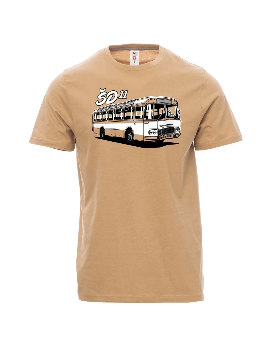 Hnědé pánské tričko Autobus ŠD 11