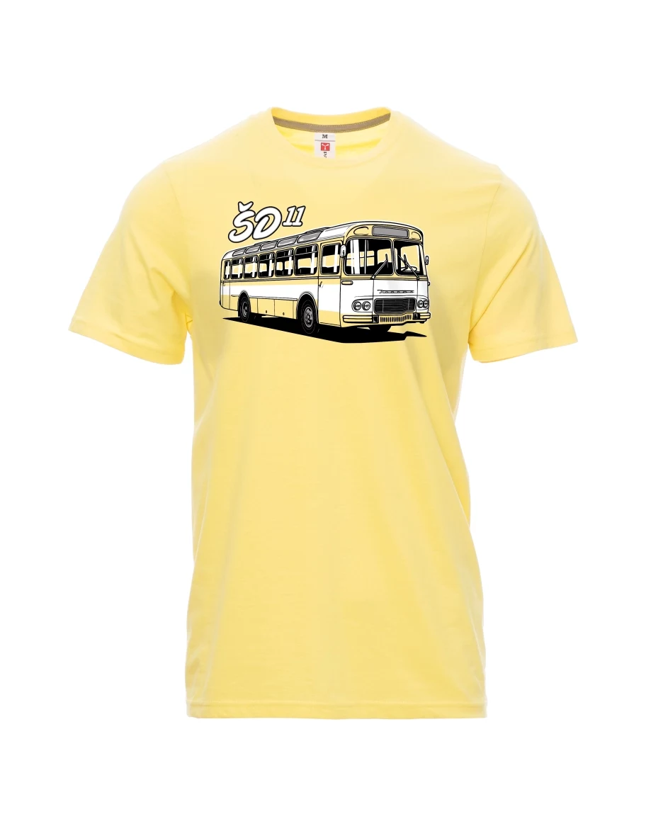 Světle žluté pánské tričko Autobus ŠD 11