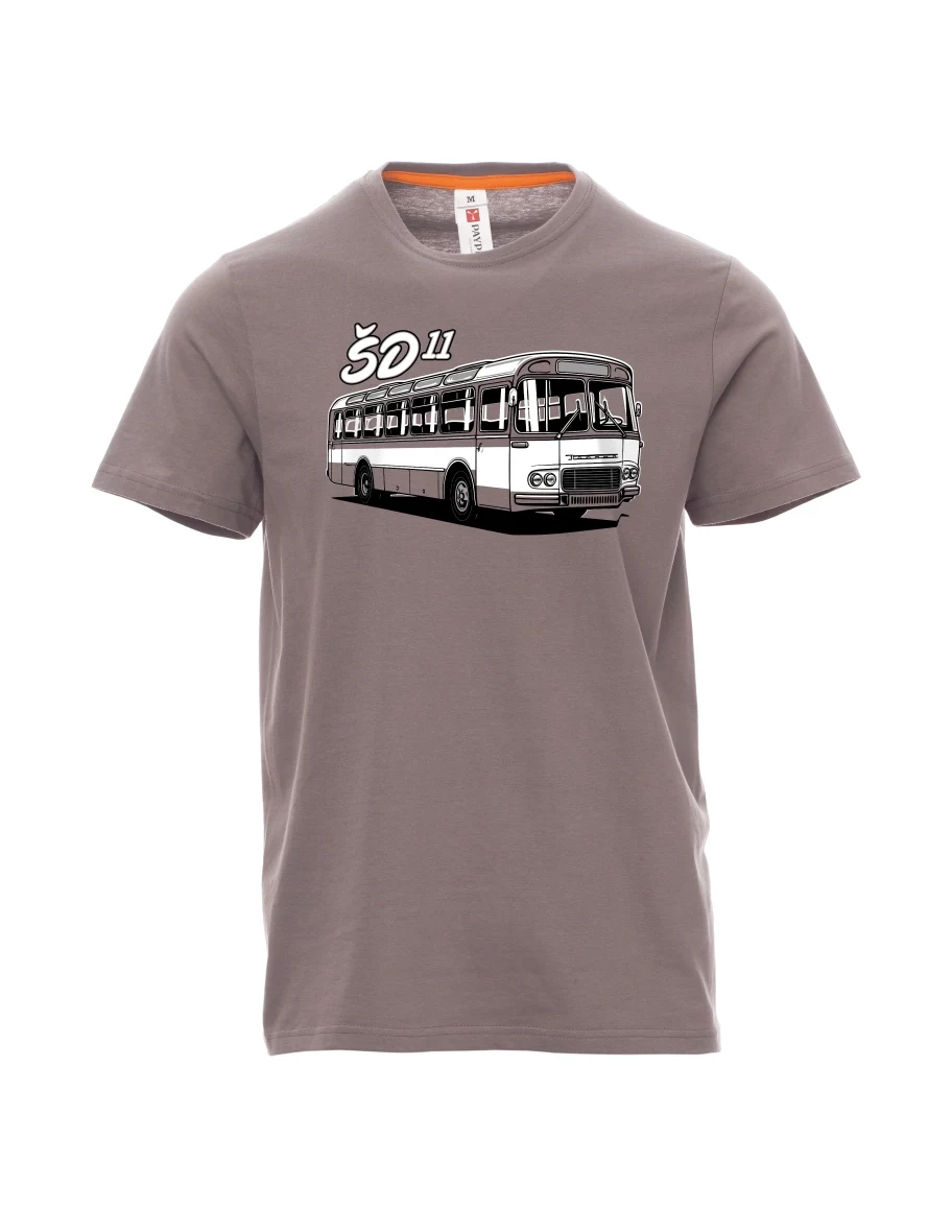 Ocelově šedé pánské tričko Autobus ŠD 11