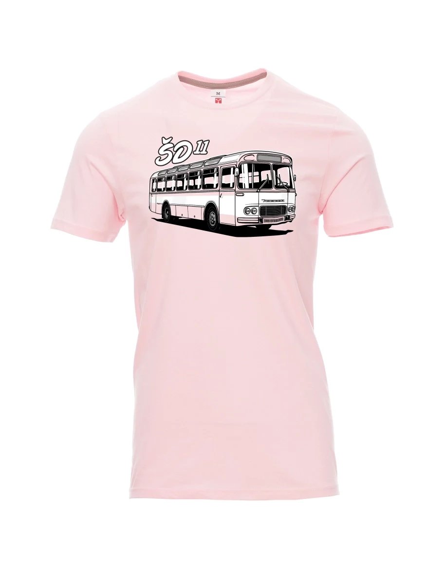 Světle růžové pánské tričko Autobus ŠD 11