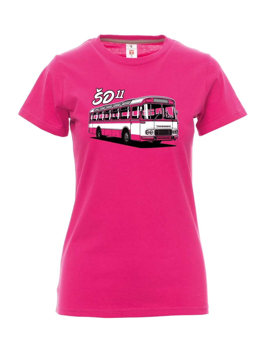 Růžové dámské tričko Autobus ŠD 11