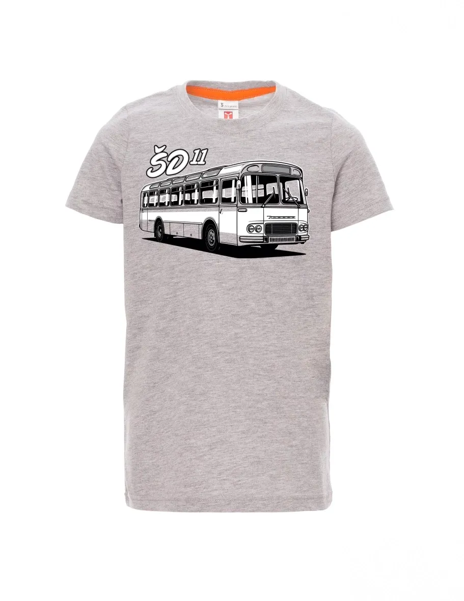 Šedý melír dětské tričko Autobus ŠD 11