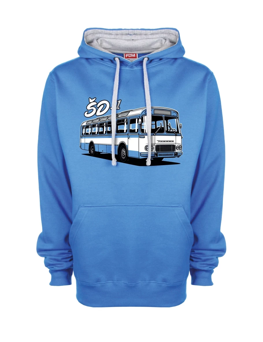 Šedo-modrá mikina Autobus ŠD 11