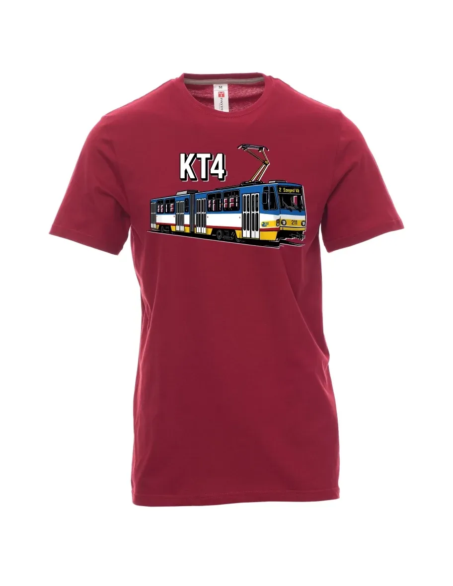 Tmavě červené pánské tričko Tramvaj KT4