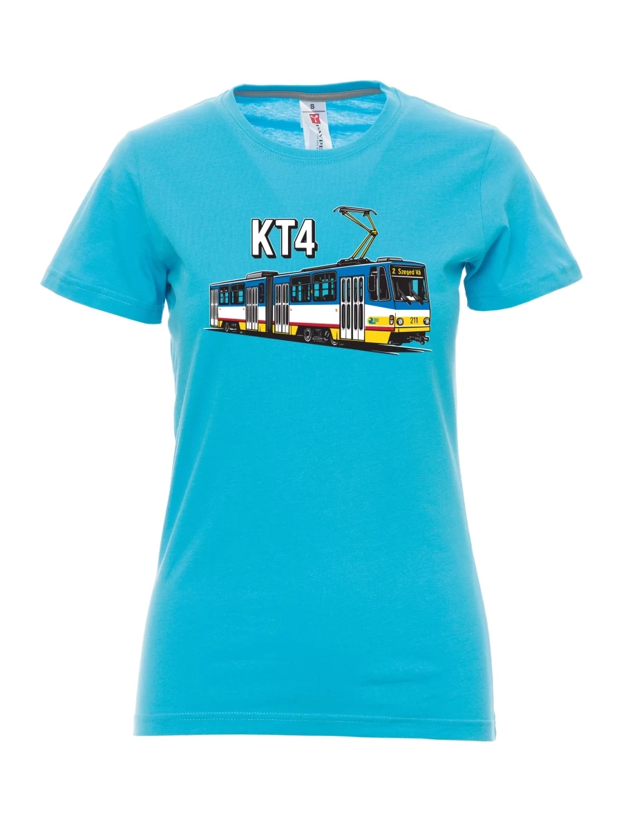 Atolově modré dámské tričko Tramvaj KT4