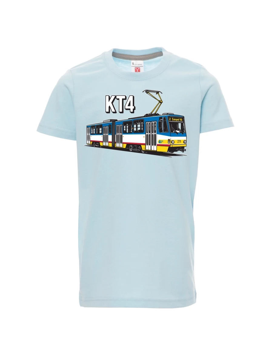Bledě modré dětské tričko Tramvaj KT4