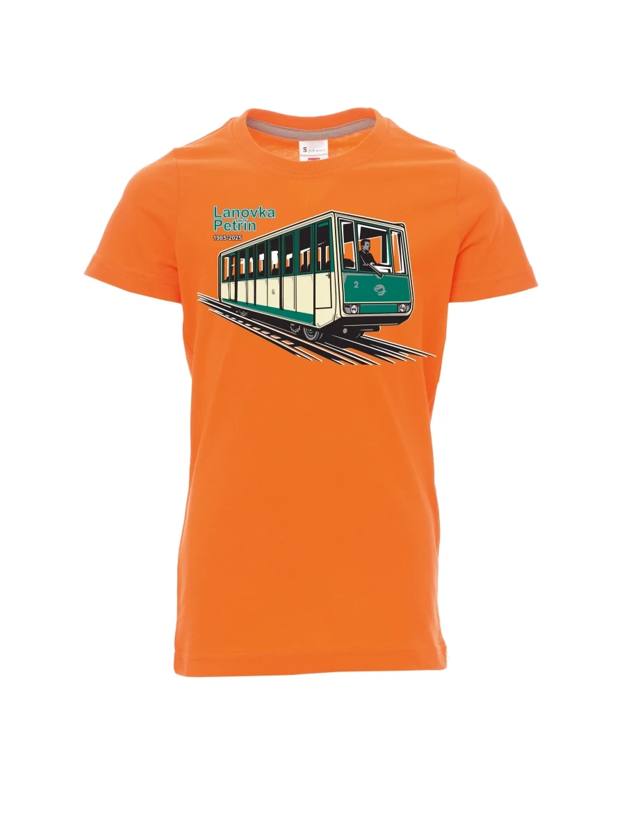 Oranžové dětské tričko Lanovka Petřín