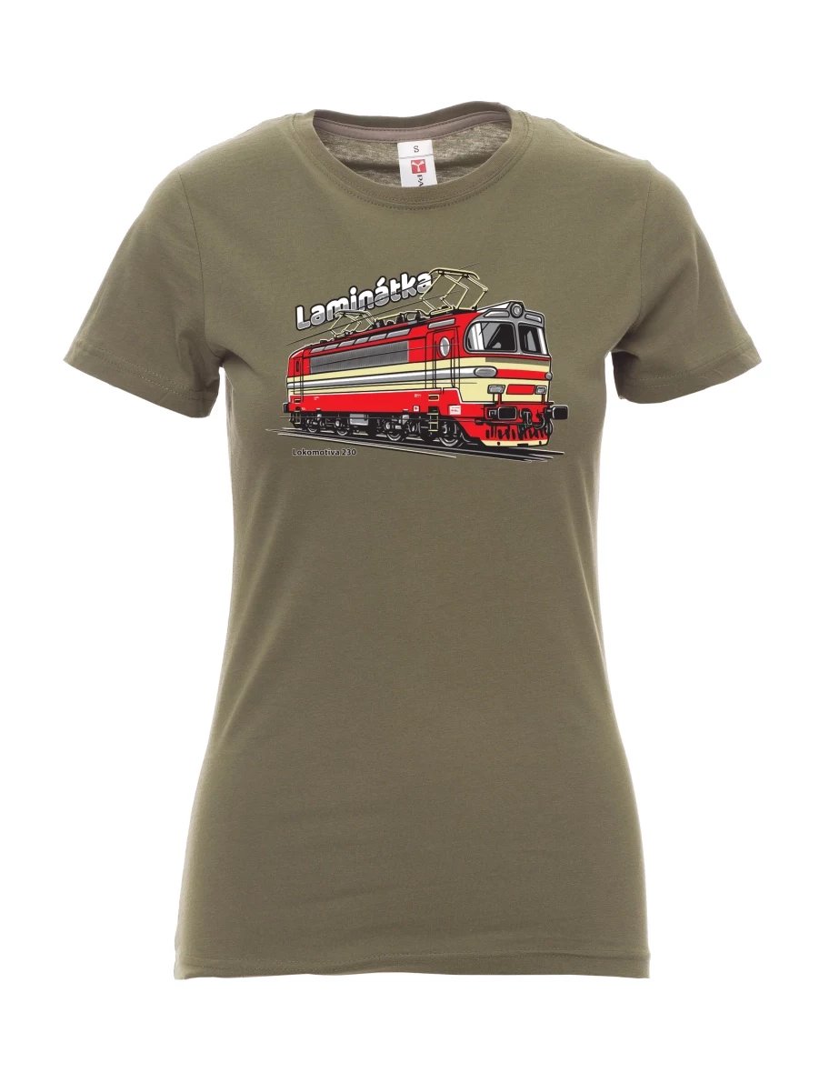 Khaki dámské tričko Lokomotiva 230 „Laminátka“