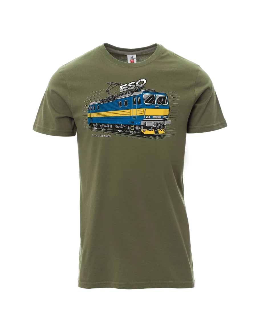 Khaki pánské tričko Lokomotiva 363 „ESO“