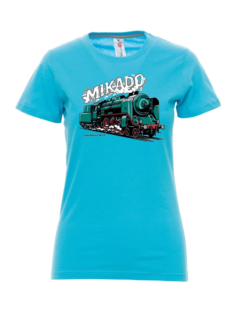 Atolově modré dámské tričko Lokomotiva 387.0 „MIKADO“