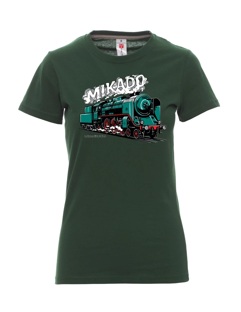 Tmavě zelené dámské tričko Lokomotiva 387.0 „MIKADO“