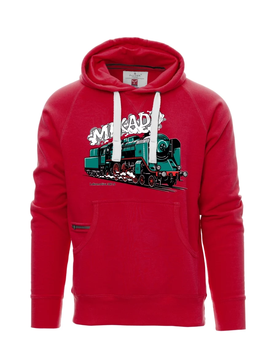 Červená pánská mikina Lokomotiva 387.0 „MIKADO“