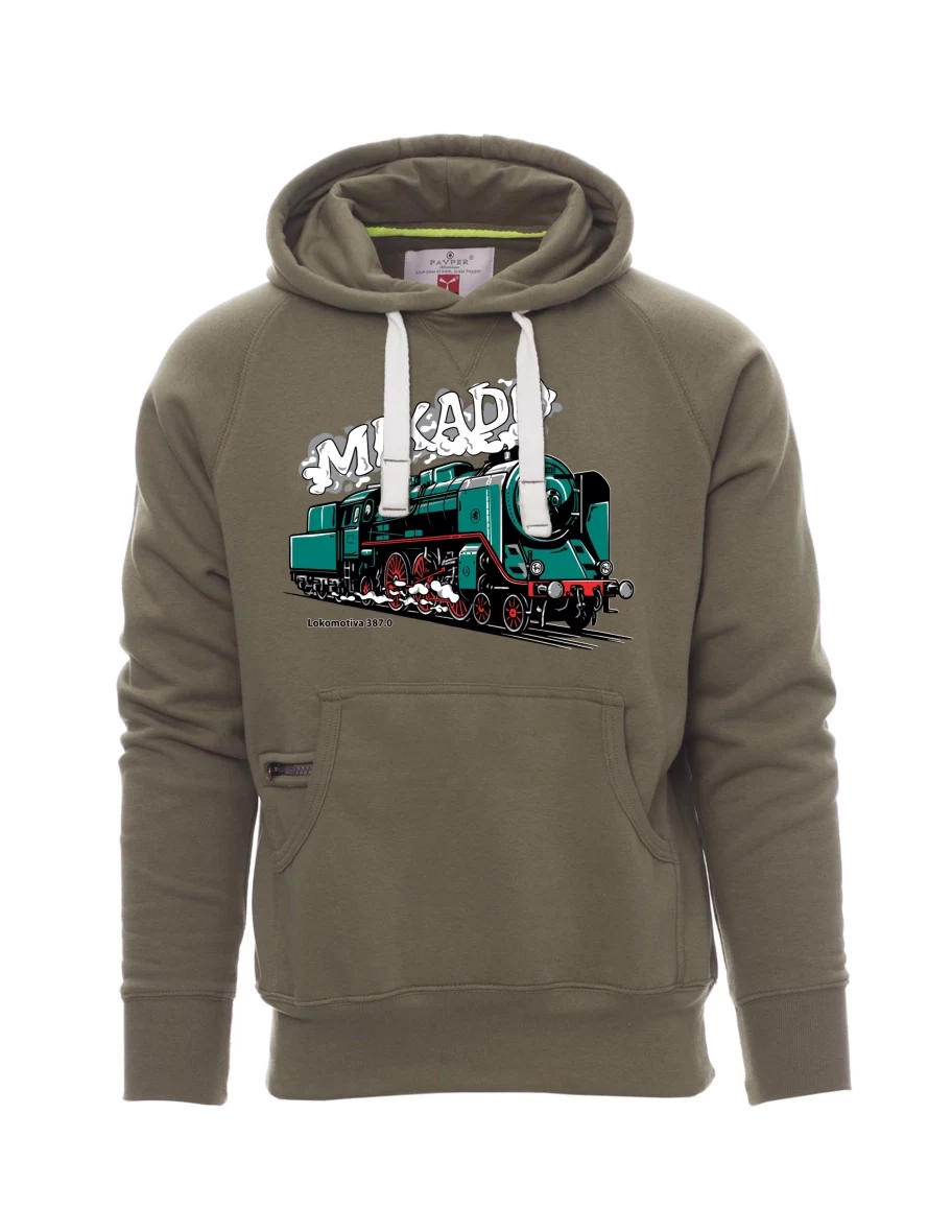 Khaki pánská mikina Lokomotiva 387.0 „MIKADO“