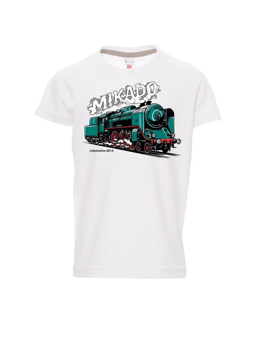 Bílé dětské tričko Lokomotiva 387.0 „MIKADO“