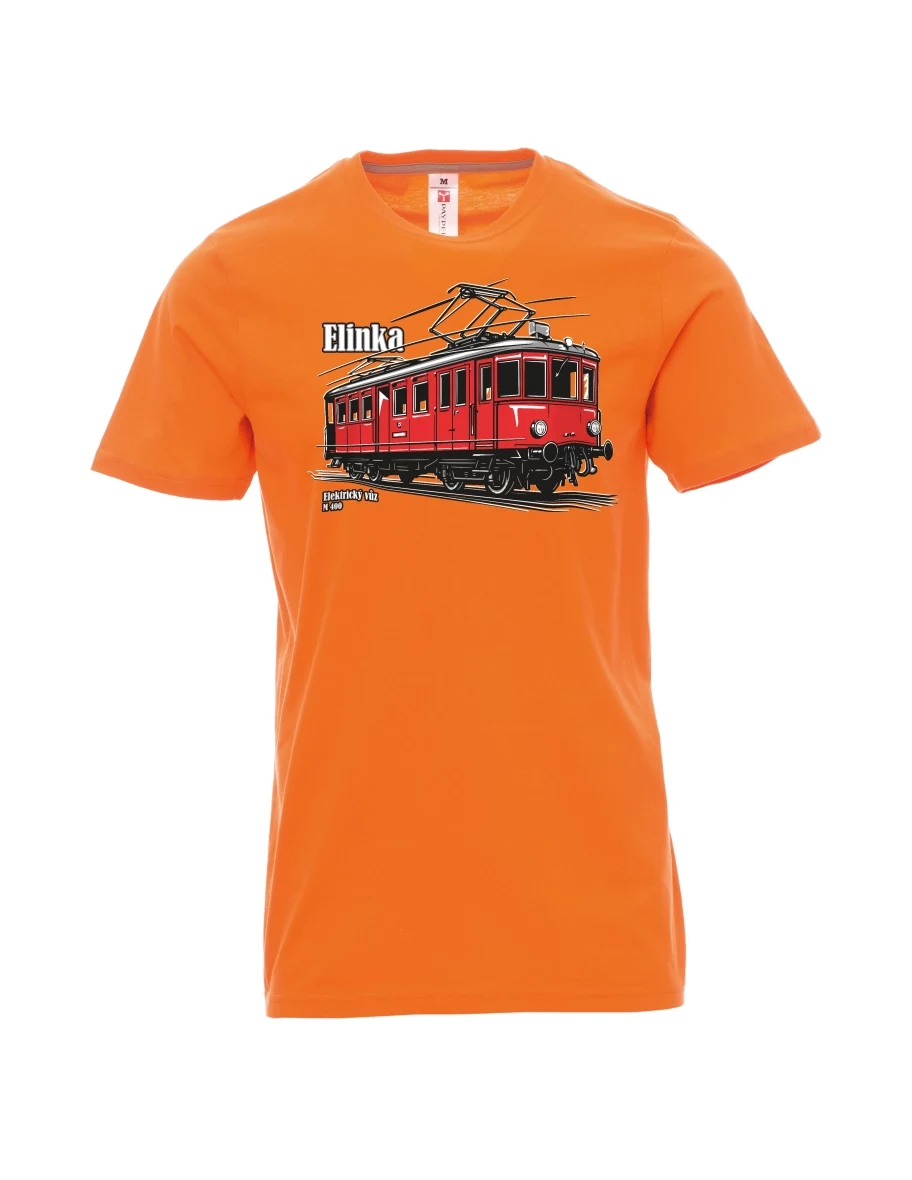 Oranžové pánské tričko Elektrický vůz M 400 „Elinka“