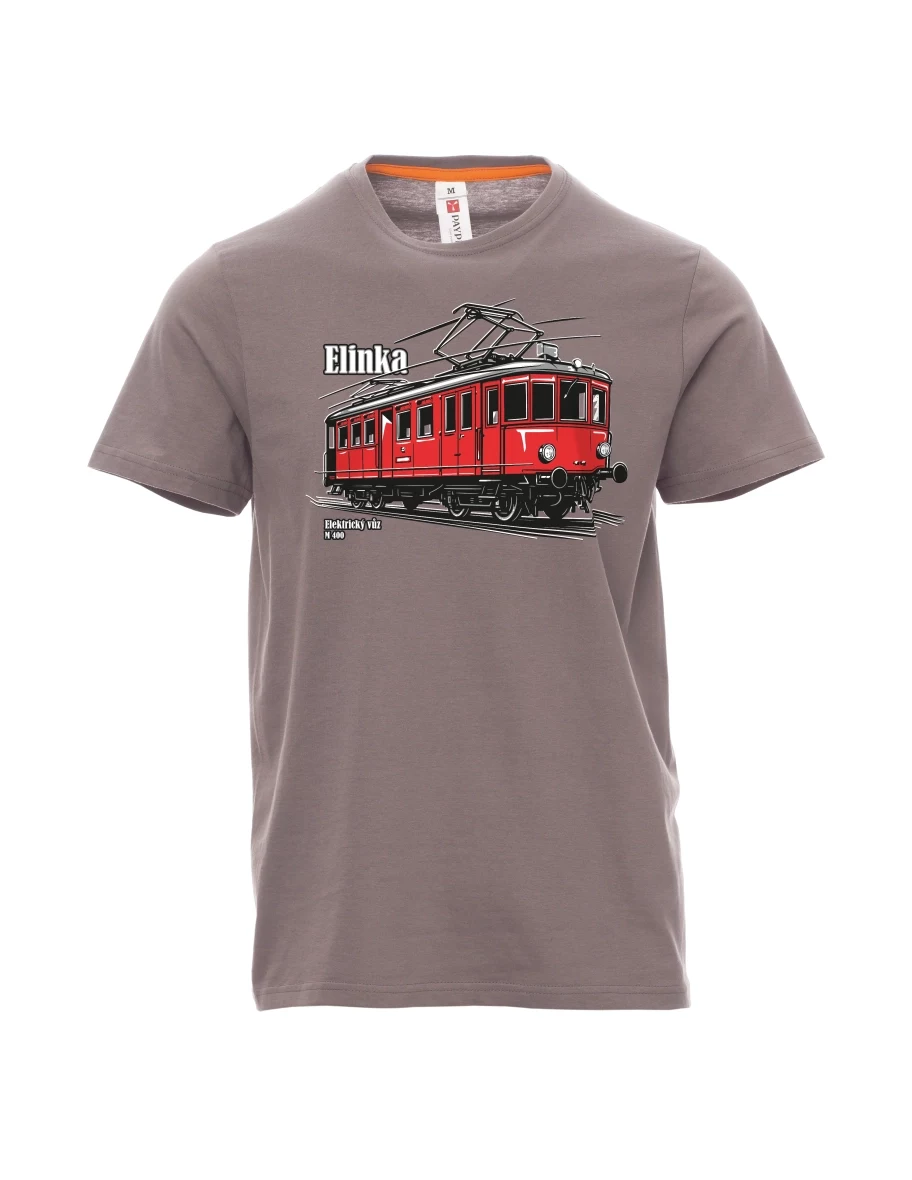Ocelově šedé pánské tričko Elektrický vůz M 400 „Elinka“
