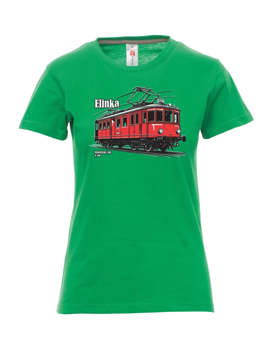 Zelené dámské tričko Elektrický vůz M 400 „Elinka“