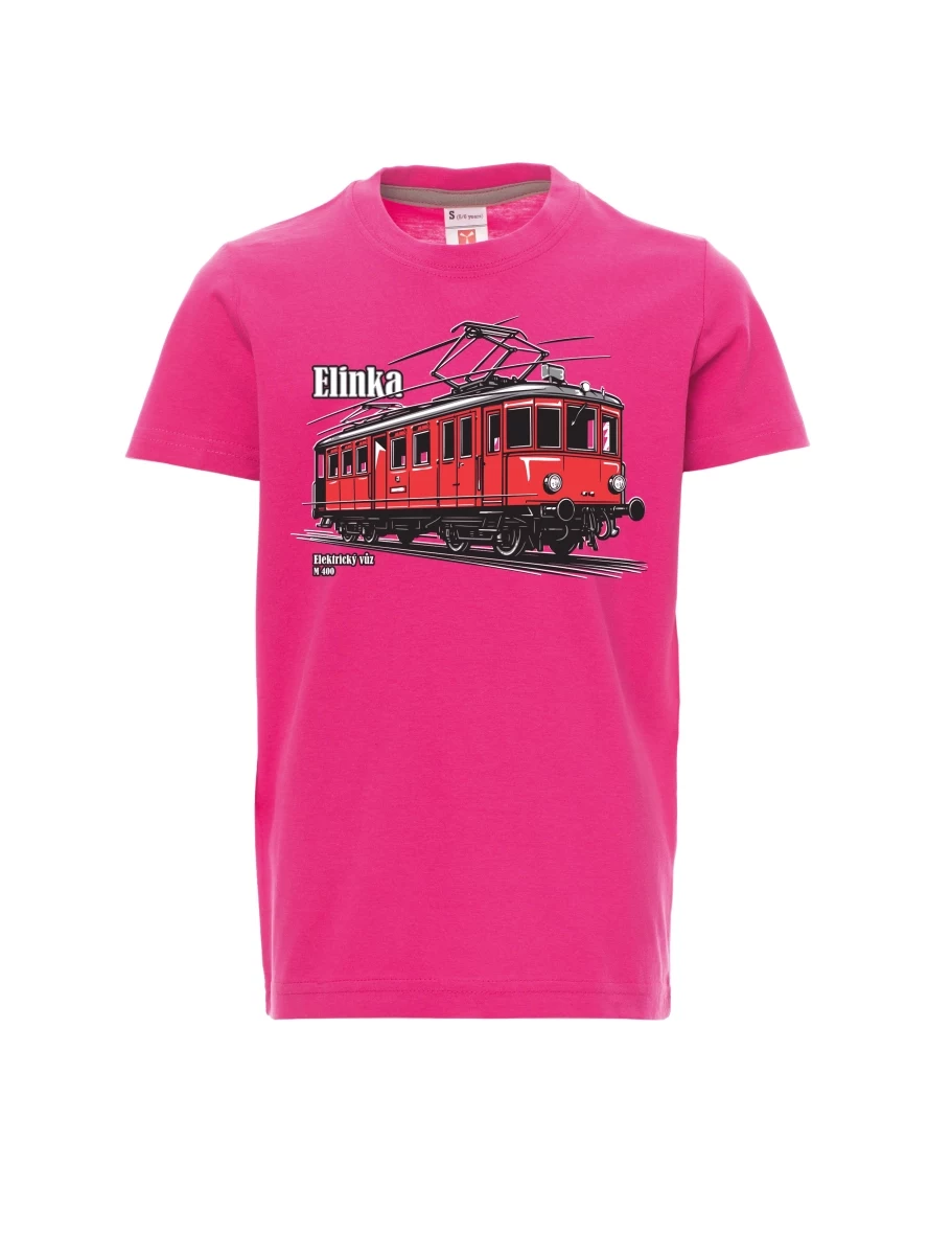 Růžové dětské tričko Elektrický vůz M 400 „Elinka“