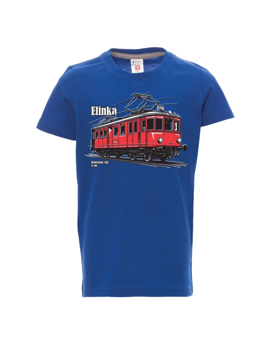 Modré dětské tričko Elektrický vůz M 400 „Elinka“