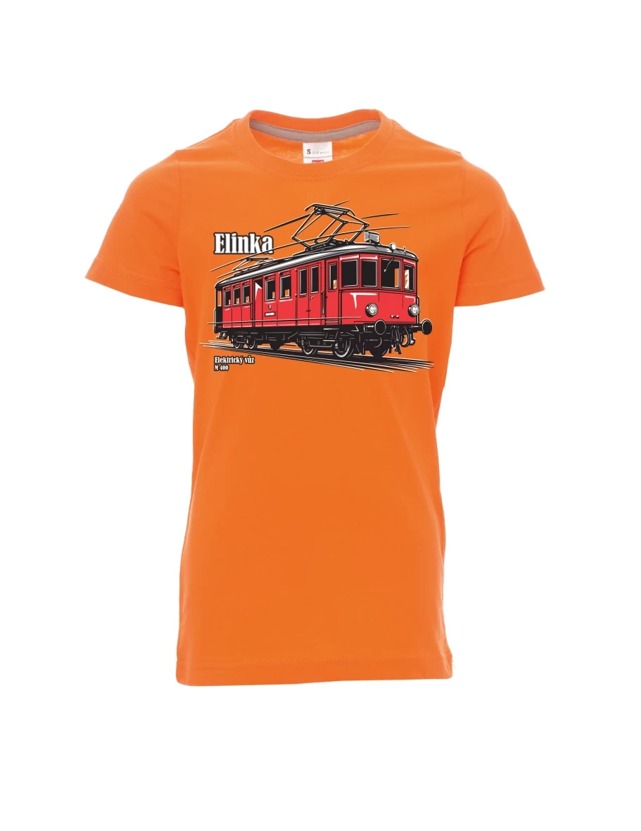 Oranžové dětské tričko Elektrický vůz M 400 „Elinka“