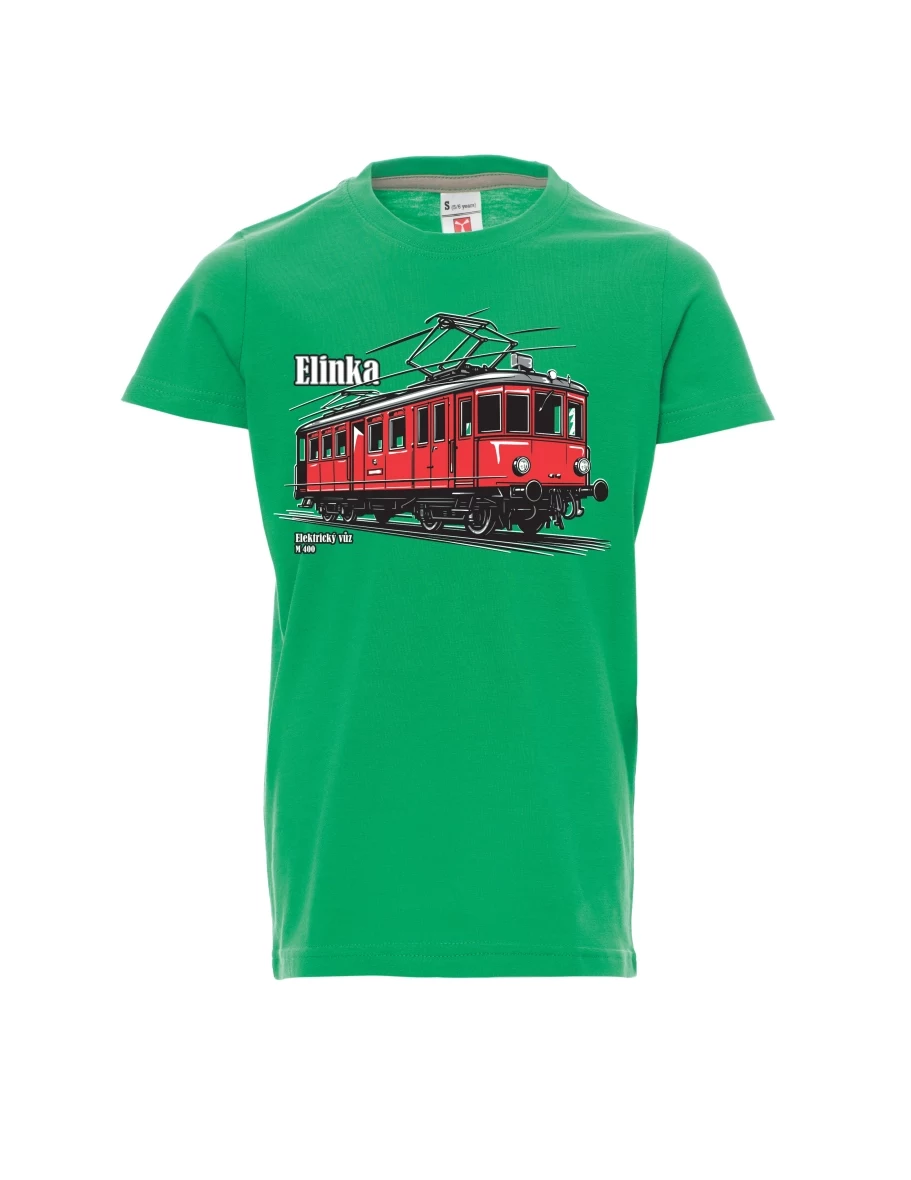 Zelené dětské tričko Elektrický vůz M 400 „Elinka“
