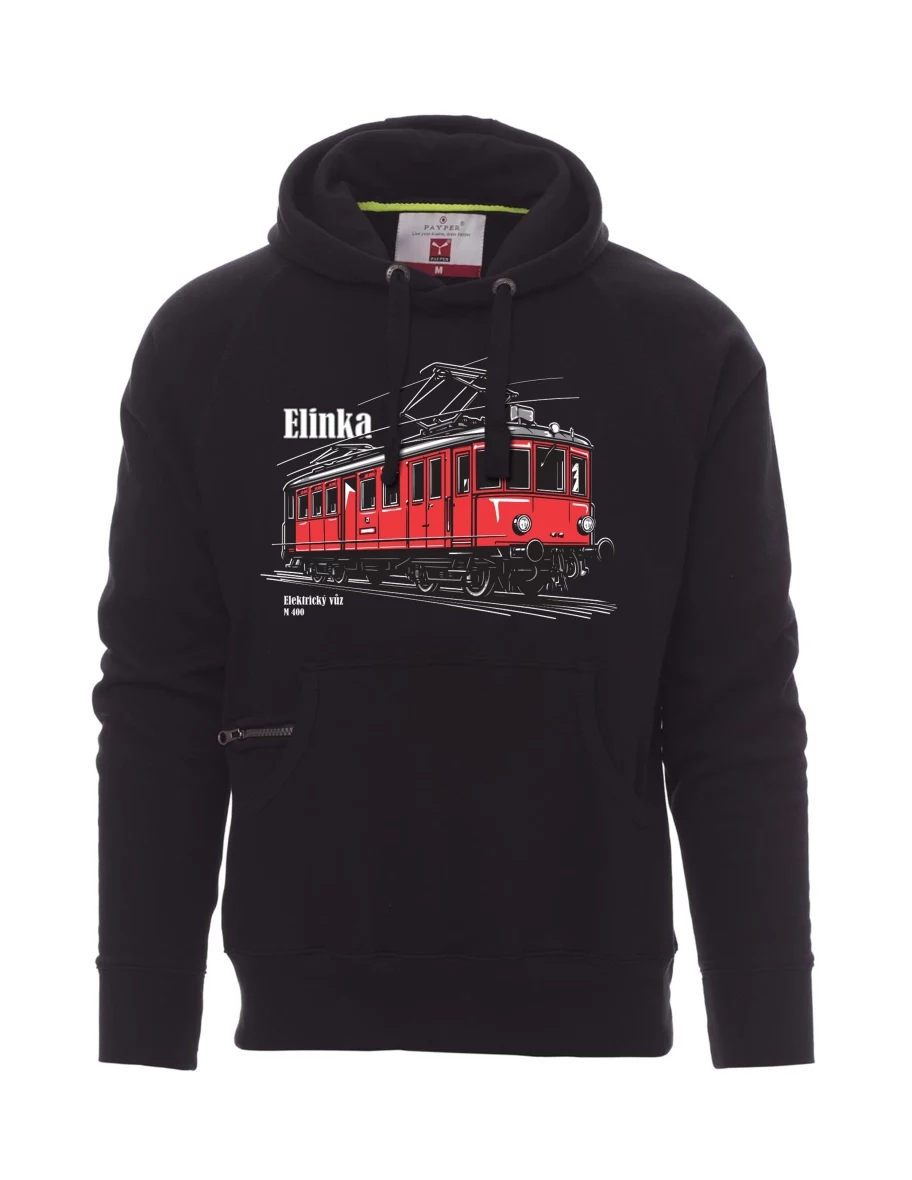 Černá pánská mikina Elektrický vůz M 400 „Elinka“