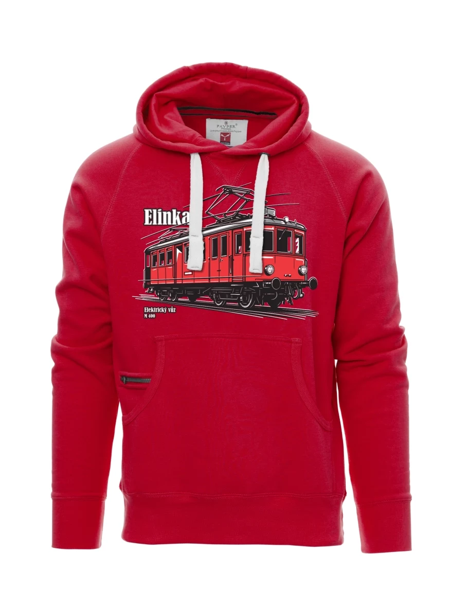 Červená pánská mikina Elektrický vůz M 400 „Elinka“