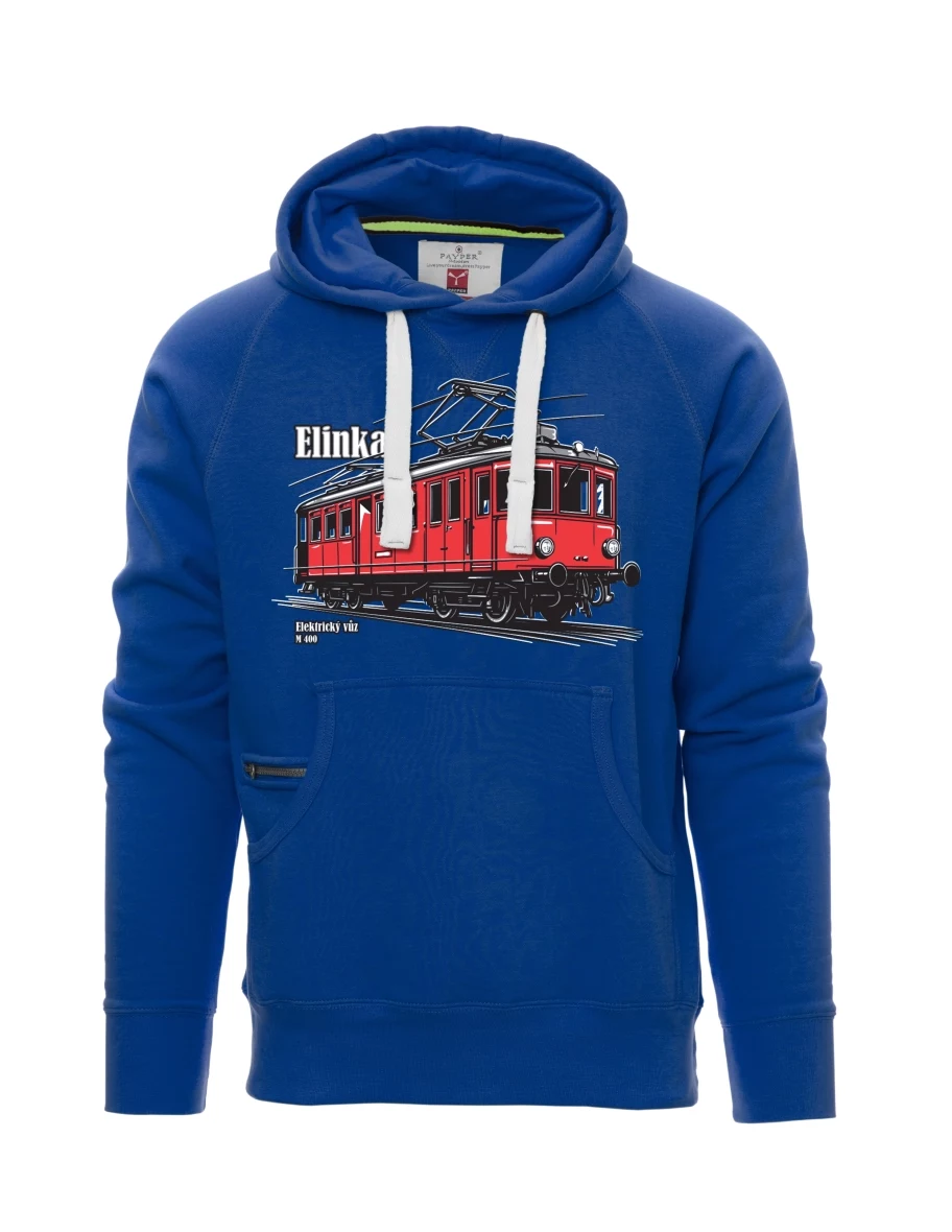 Modrá pánská mikina Elektrický vůz M 400 „Elinka“