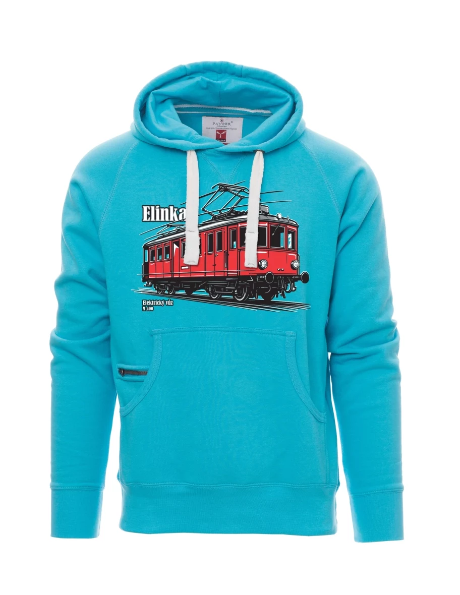 Světle modrá pánská mikina Elektrický vůz M 400 „Elinka“