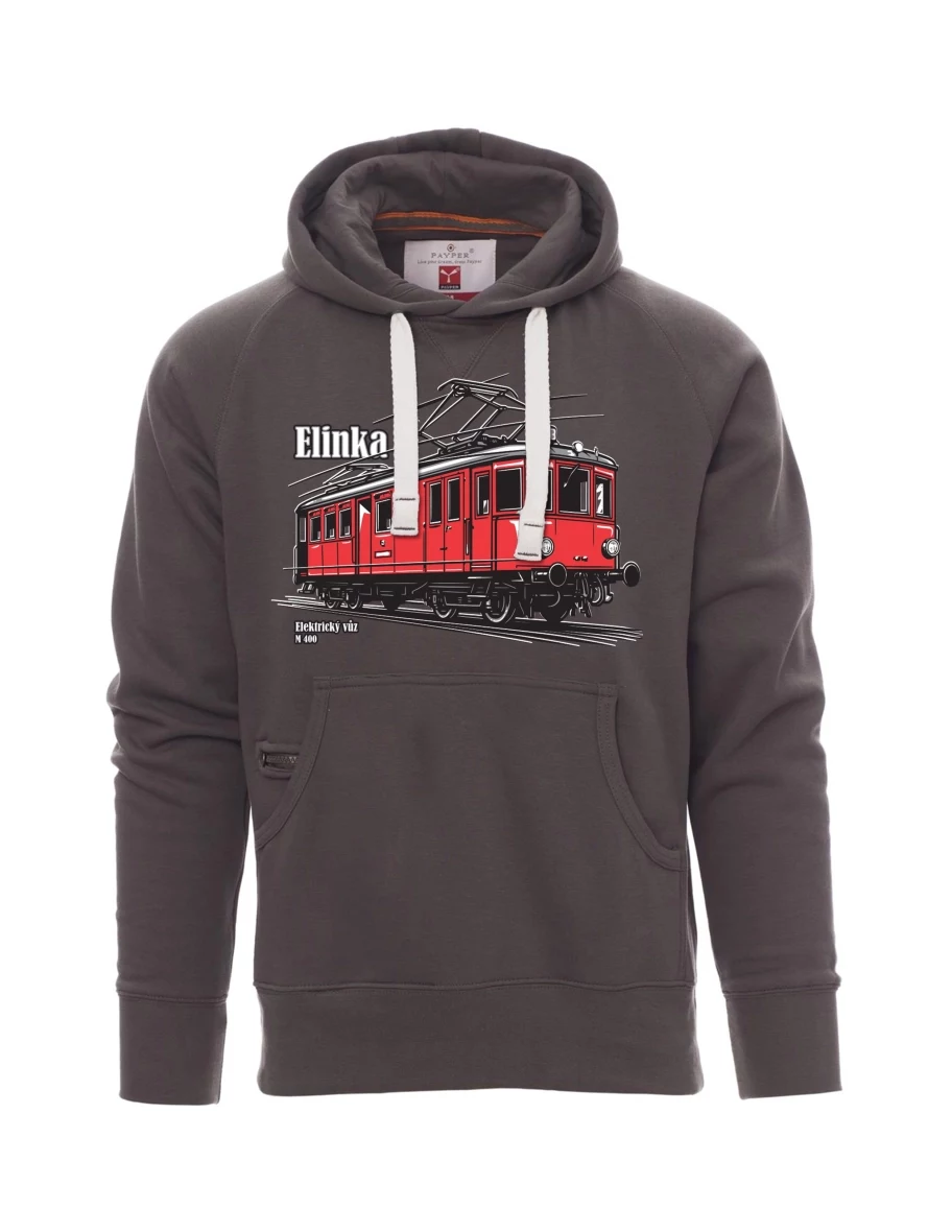 Šedá pánská mikina Elektrický vůz M 400 „Elinka“