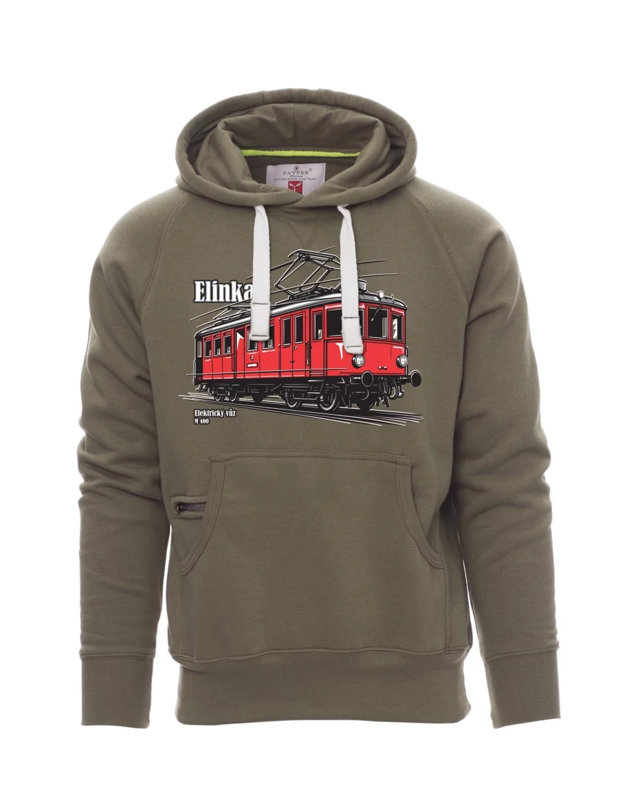 Khaki pánská mikina Elektrický vůz M 400 „Elinka“