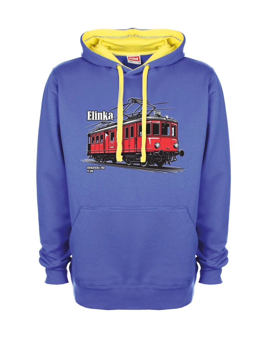 Žluto-modrá mikina Elektrický vůz M 400 „Elinka“