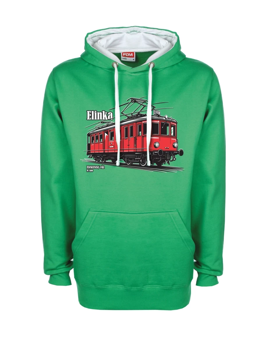 Bílo-zelená mikina Elektrický vůz M 400 „Elinka“