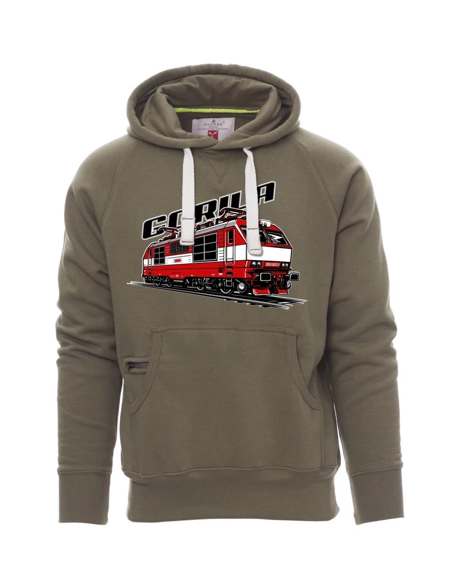 Khaki pánská mikina Lokomotiva 350 „Gorila“