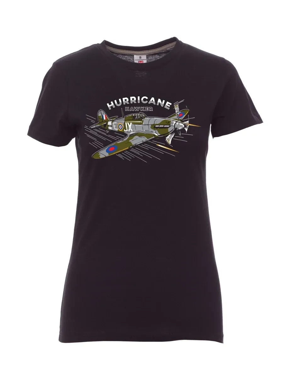 Černé dámské tričko Letadlo Hurricane Hawker