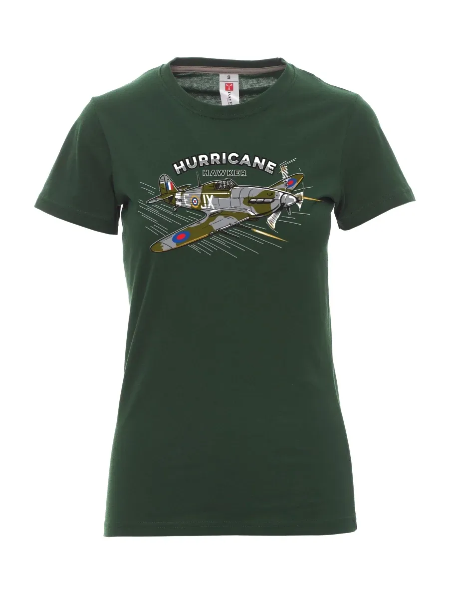 Tmavě zelené dámské tričko Letadlo Hurricane Hawker