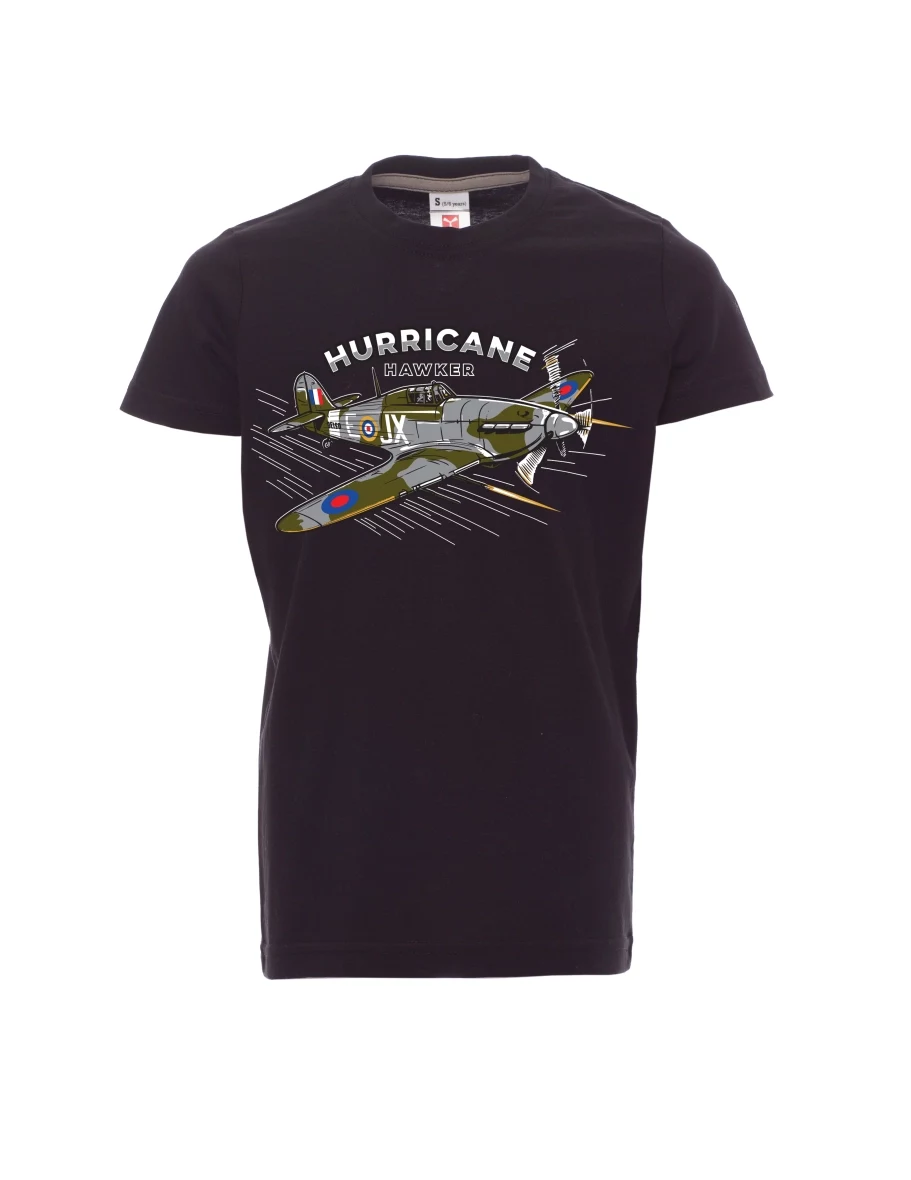 Černé dětské tričko Letadlo Hurricane Hawker