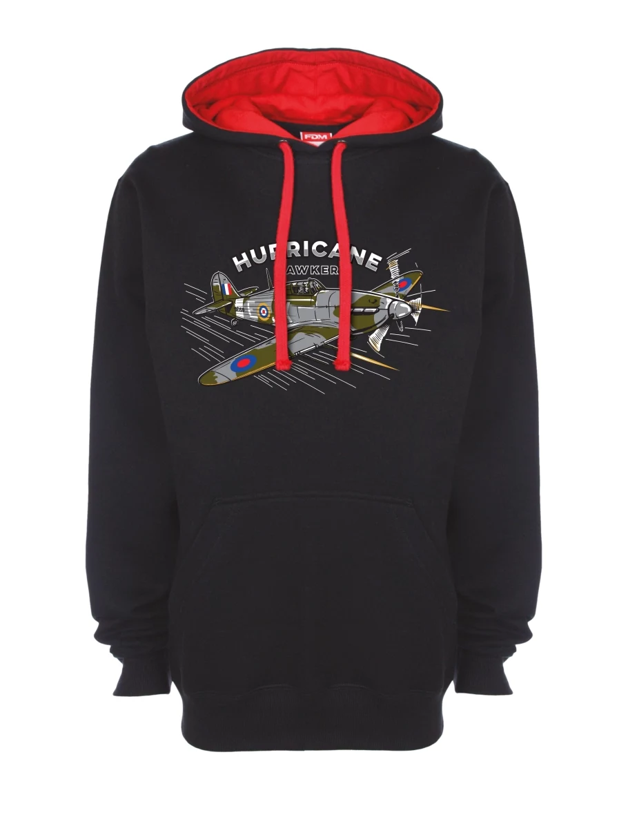 Červeno-černá mikina Letadlo Hurricane Hawker