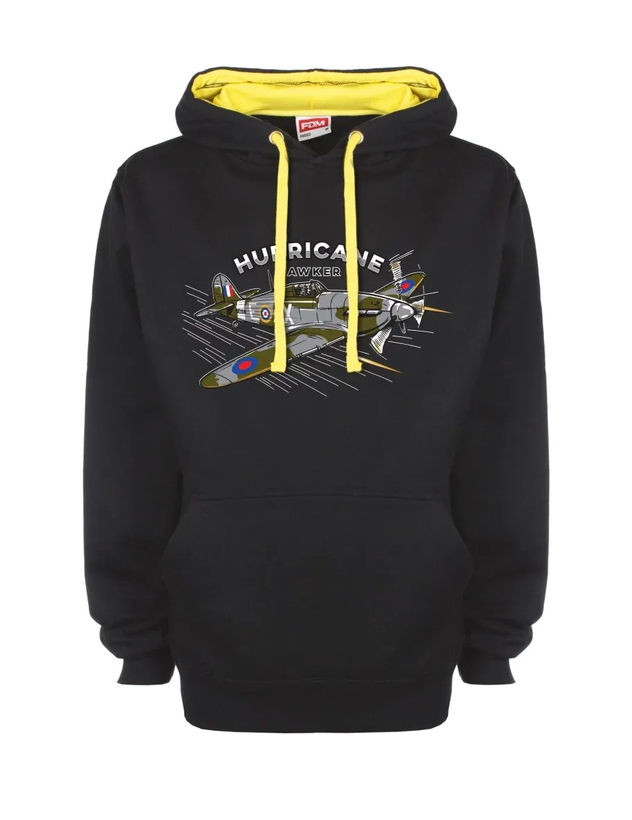 Žluto-černá mikina s Letadlo Hurricane Hawker
