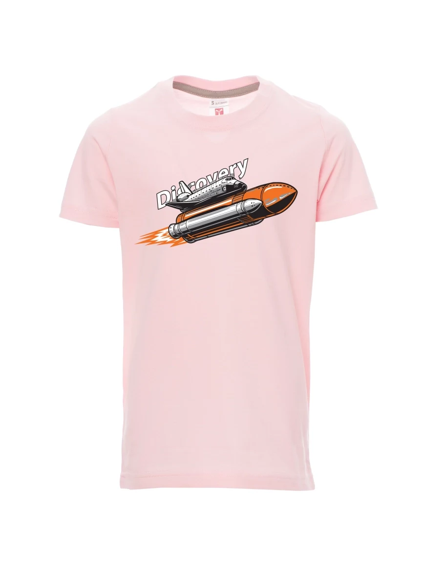 Světle růžové dětské tričko Raketoplán Discovery