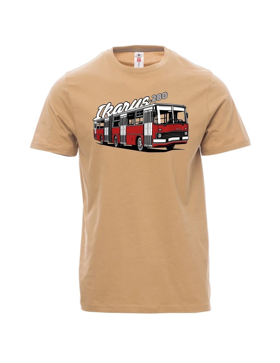 Hnědé pánské tričko Autobus Ikarus 280