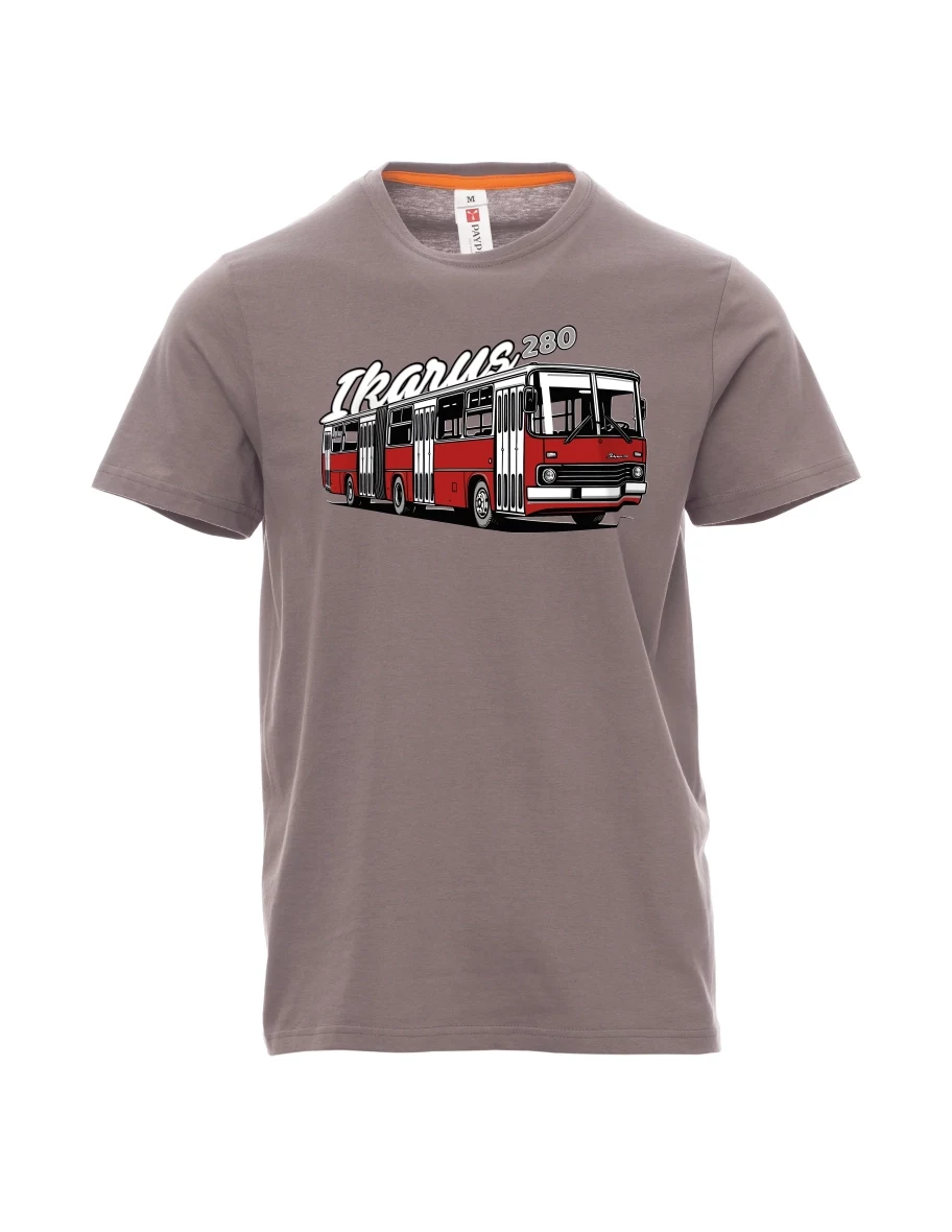 Ocelově šedé pánské tričko Autobus Ikarus 280