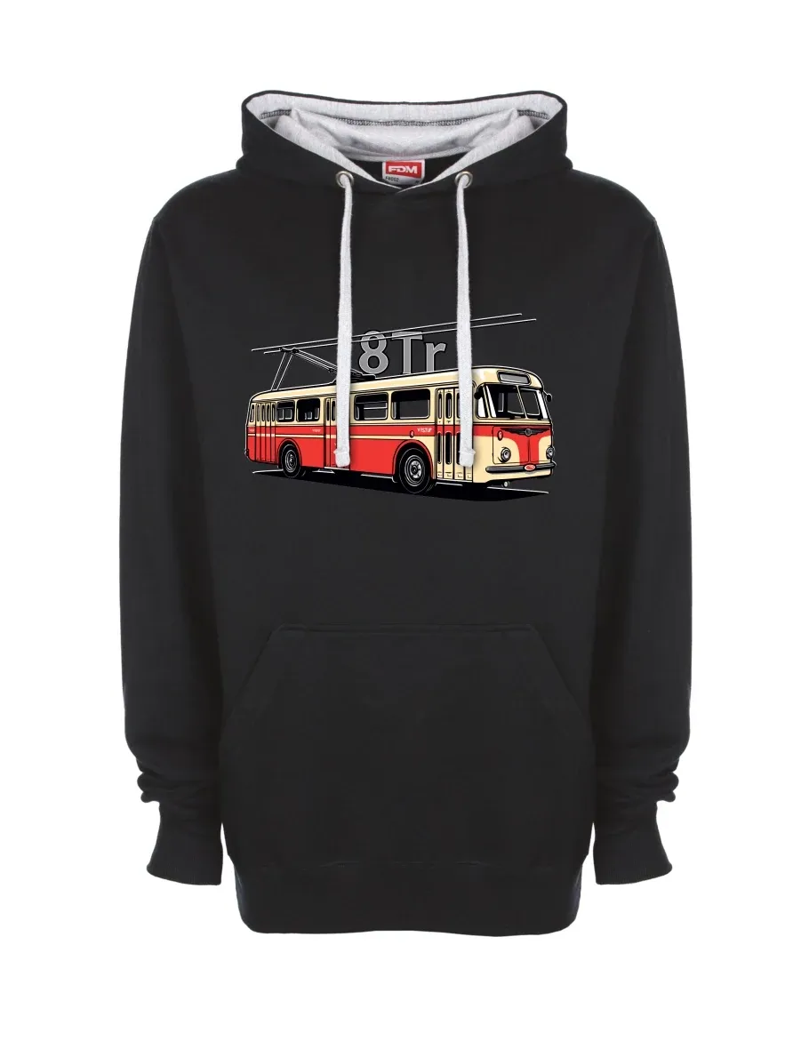 Šedo-černá mikina Trolejbus 8Tr