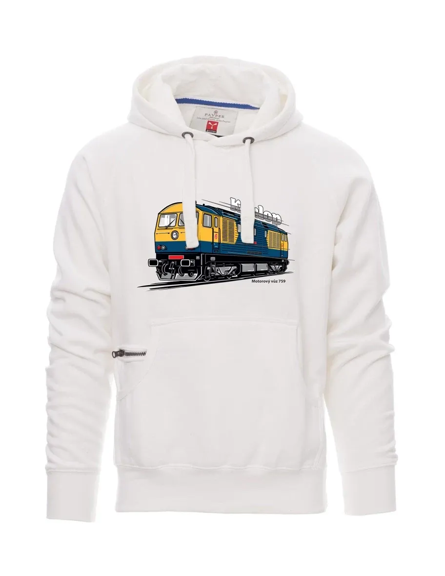 Bílá pánská mikina Motorový vůz 759 „Kyklop“
